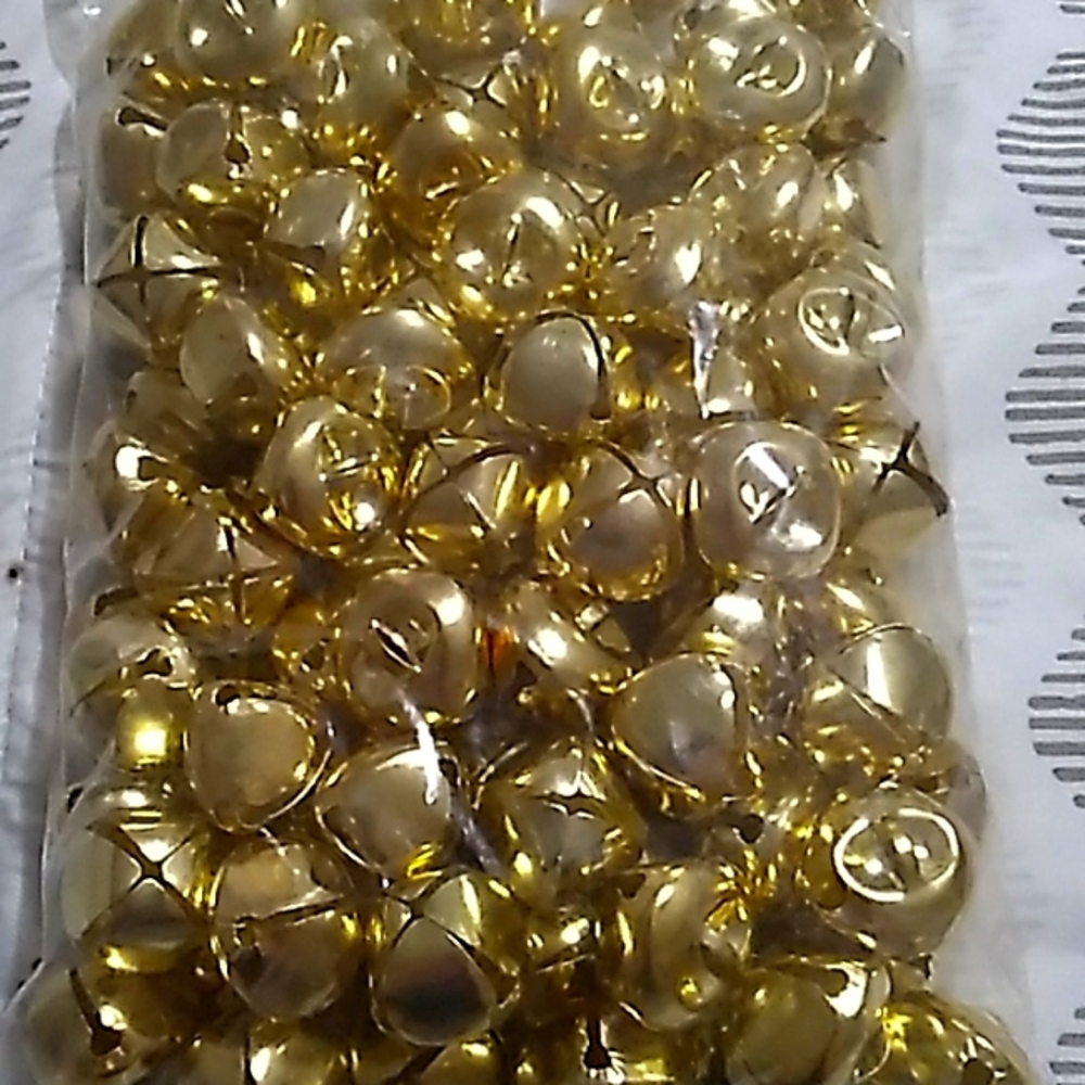 Set of about 95 Gold Jingle Bells *Christmas Crafts!*